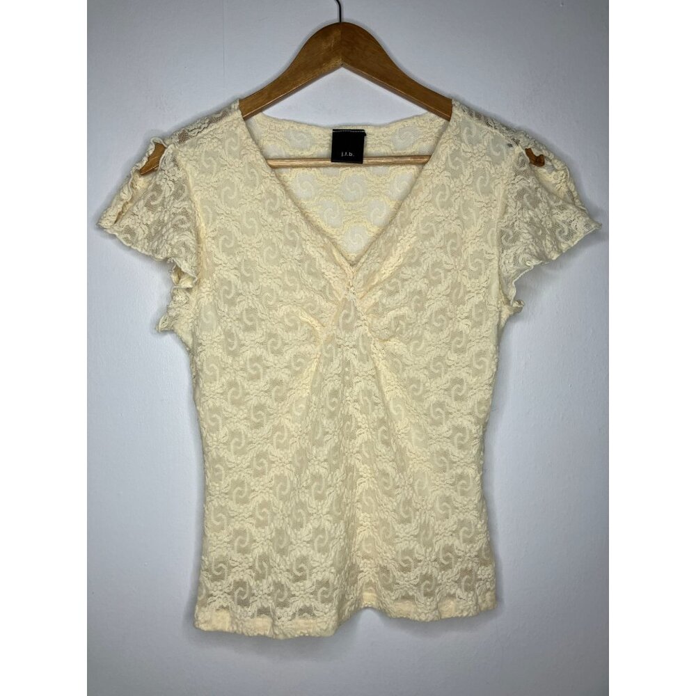 Vintage J.T.B. Lace Blouse Cap Sleeves Y2k Lace Fairy Grunge Whimsigoth Small